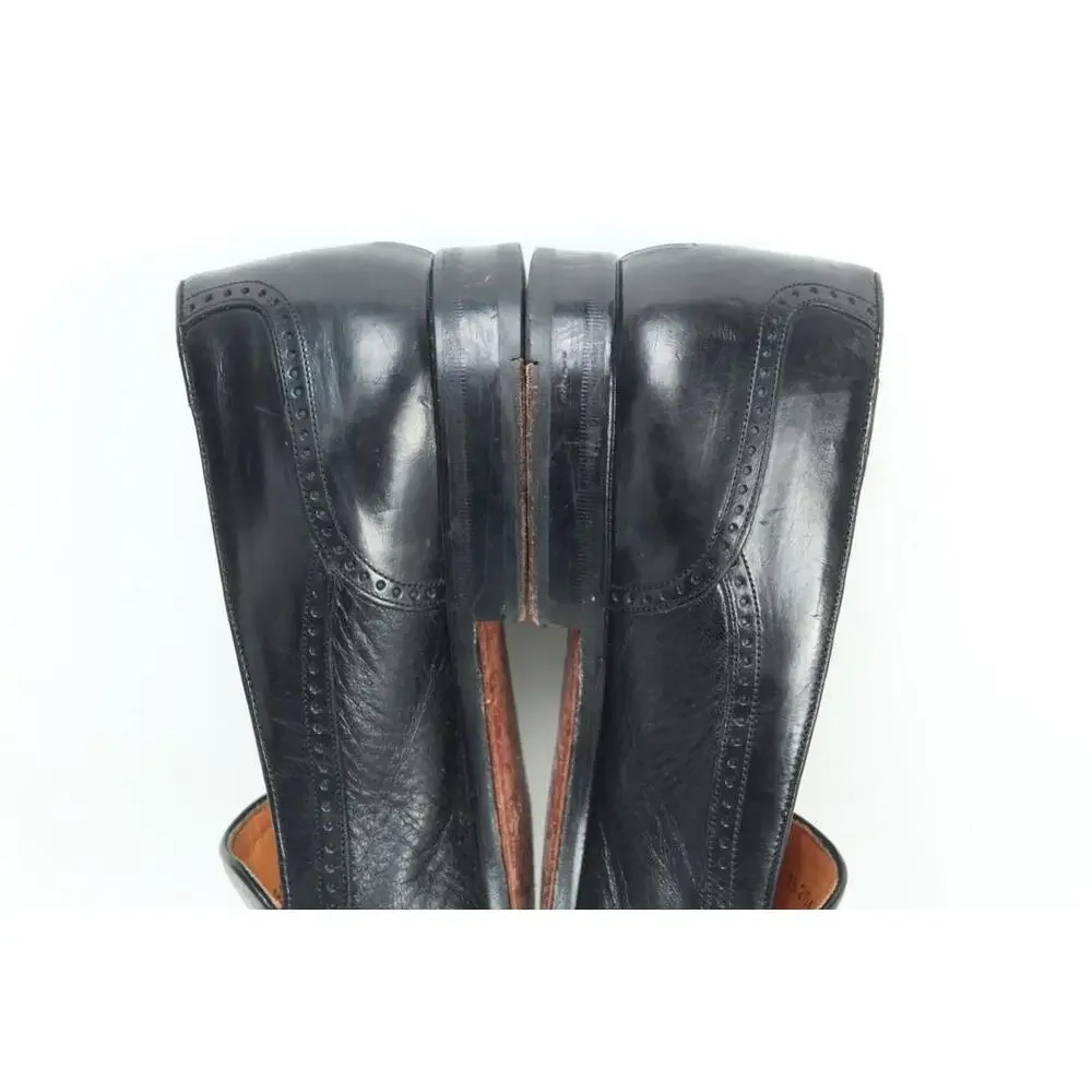 Mezlan Havana Black Leather Wingtip Tassel Loafers Men's US 10